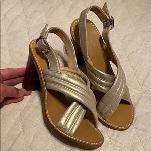J. Crew Metallic Gold Heeled Sandals Sz 7.5